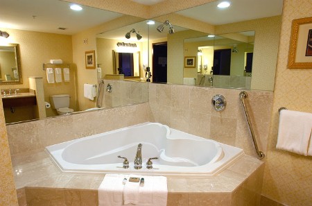 Modern bathroom at Courtyard by Marriott Saratoga Springs
